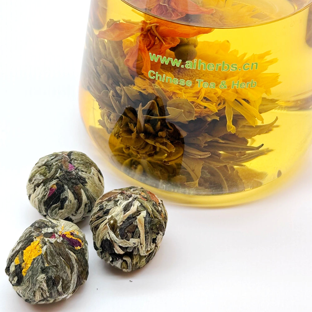 Handmade flower blooming tea ball gift box
