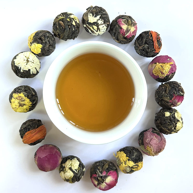 18 Pieces Flower Sheng Puerh Tea Ball Gift Box Set