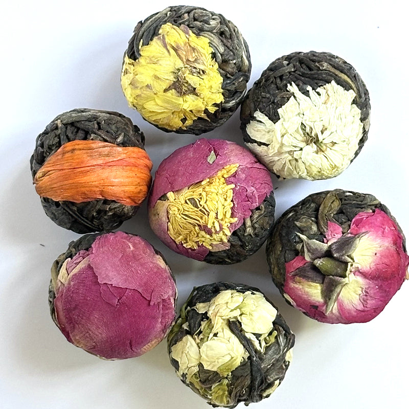 18 Pieces Flower Sheng Puerh Tea Ball Gift Box Set