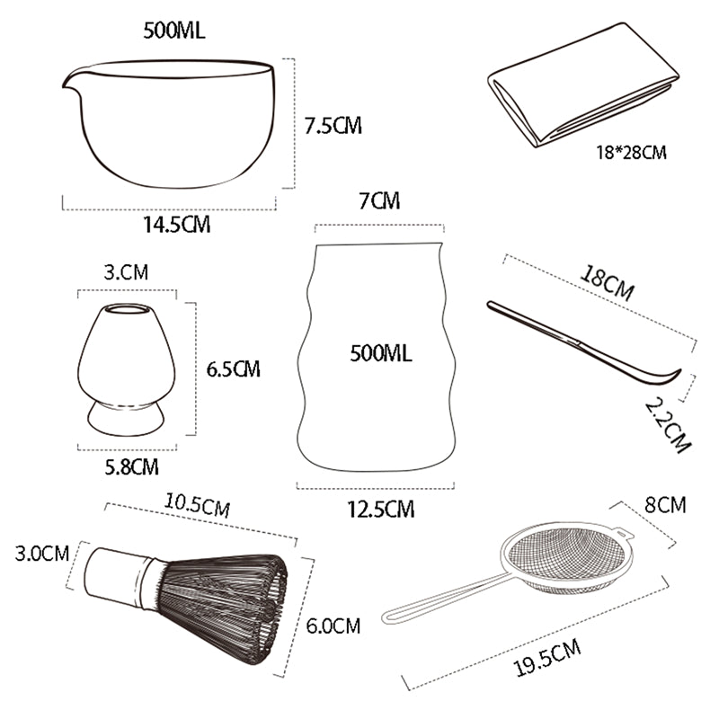 Tea-set Glass hammer pattern matcha tea set 7 pieces