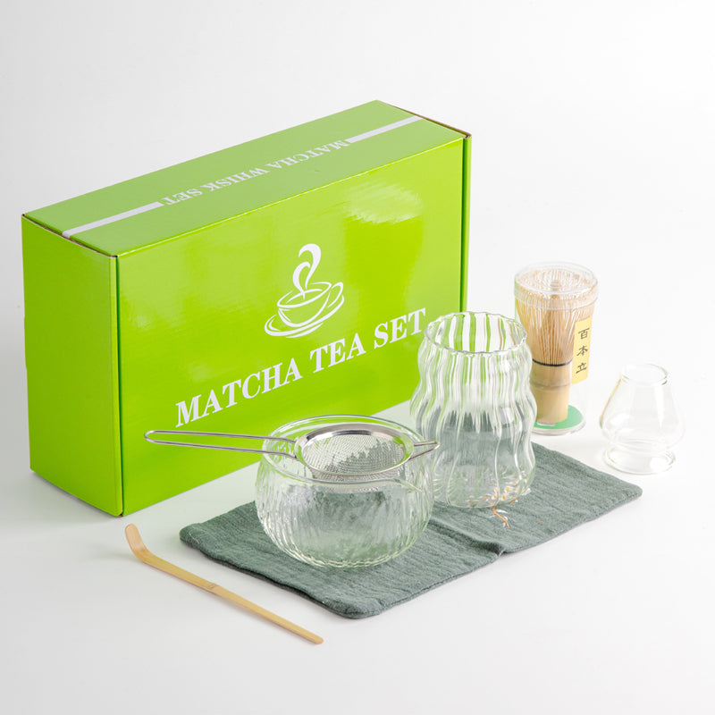 Tea-set Glass hammer pattern matcha tea set 7 pieces