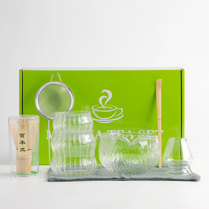 Tea-set Glass hammer pattern matcha tea set 7 pieces