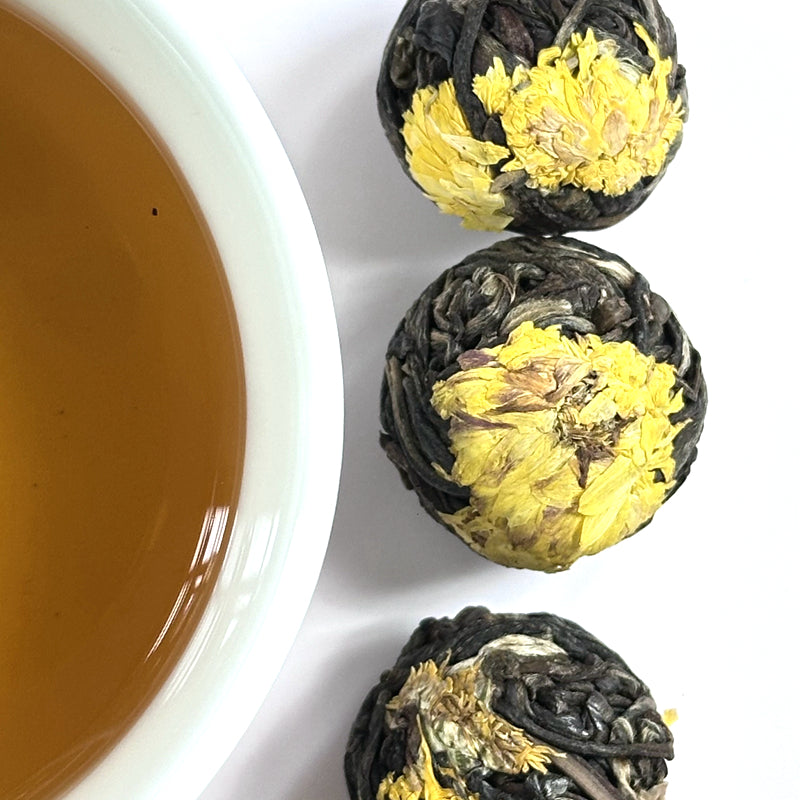 Yellow Chrysanthemum Flower Sheng Puerh Tea Ball