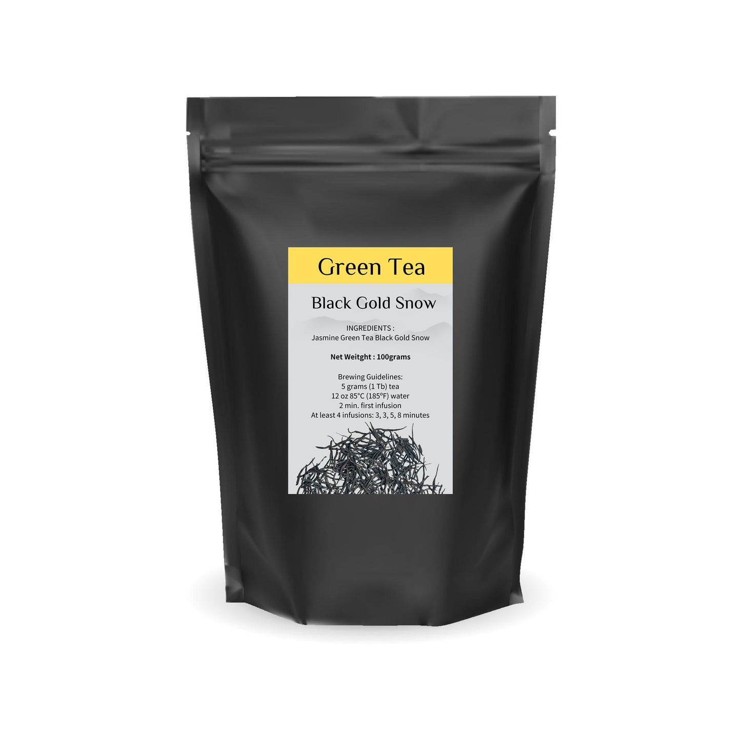 100 grams packed Jasmine Green Tea Black Gold Snow