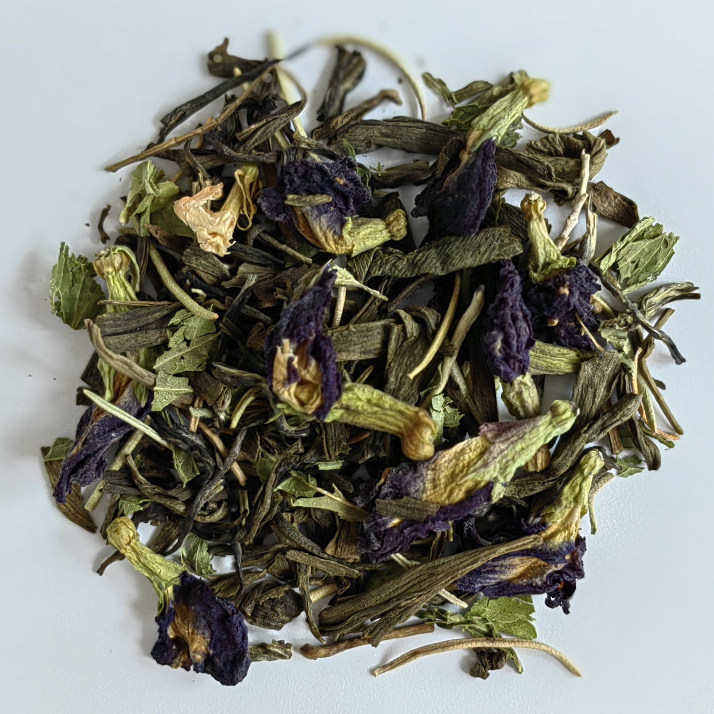 Spiced Life Brainy Jasmine Green Tea with Blue Butterfly Pea Ginkgo Rosemary Memory Tea