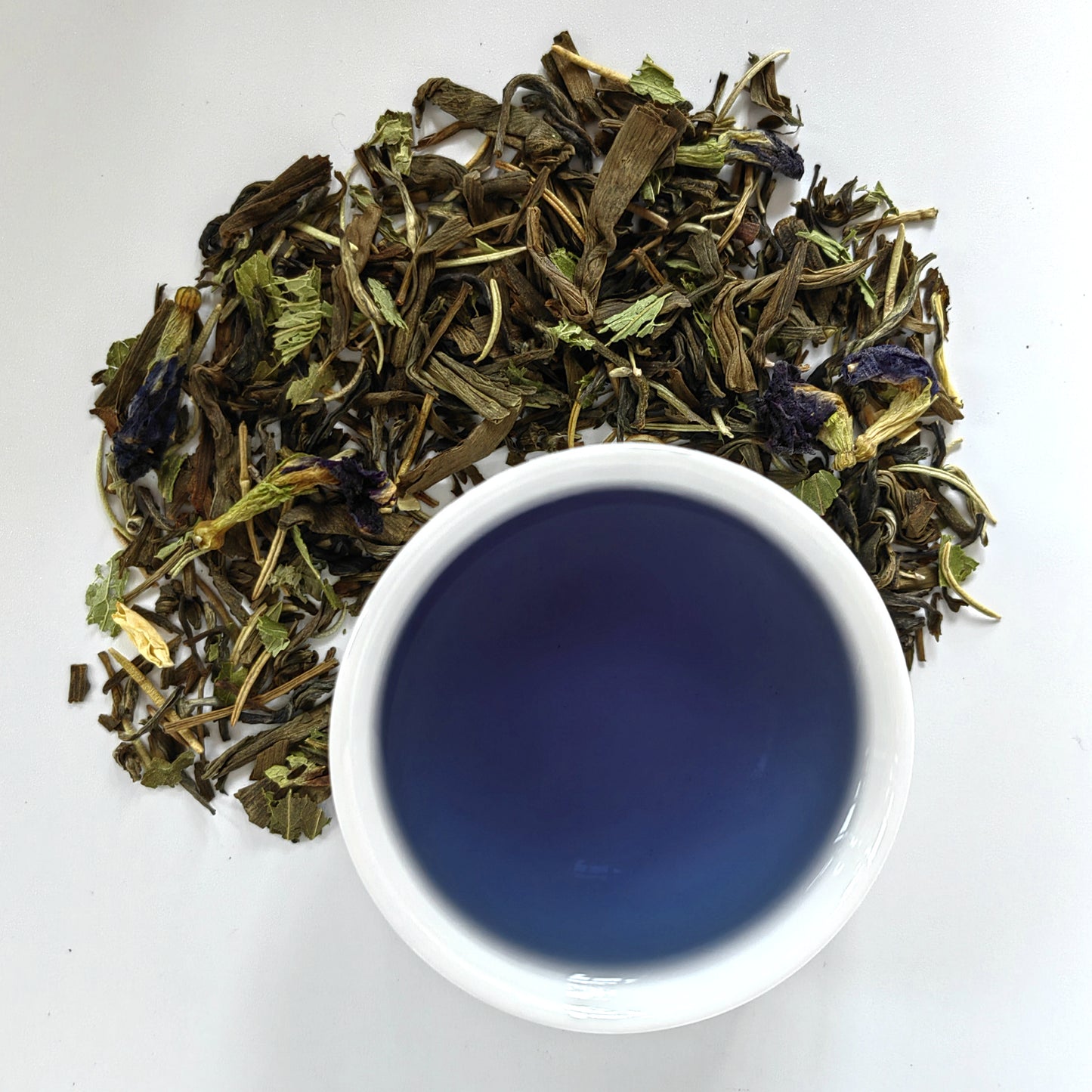 Spiced Life Brainy Jasmine Green Tea with Blue Butterfly Pea Ginkgo Rosemary Memory Tea