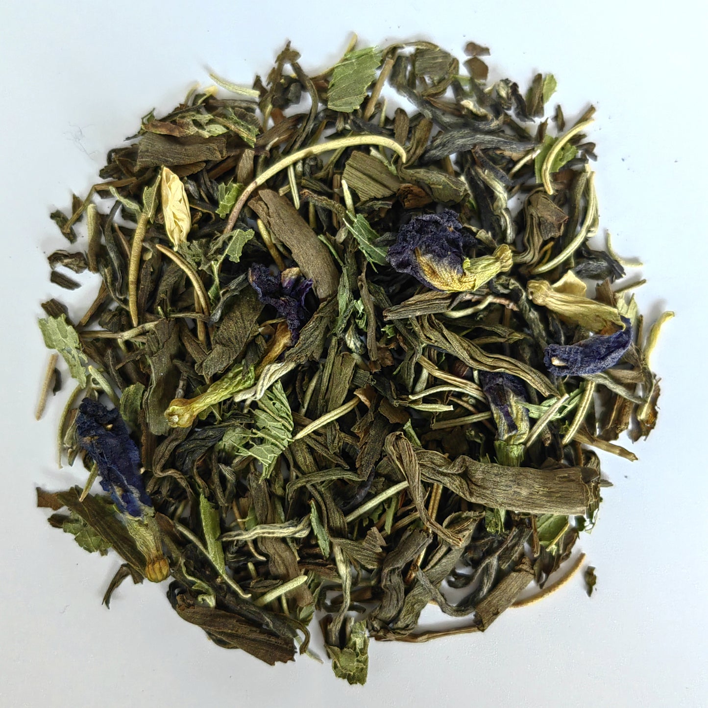 Spiced Life Brainy Jasmine Green Tea with Blue Butterfly Pea Ginkgo Rosemary Memory Tea