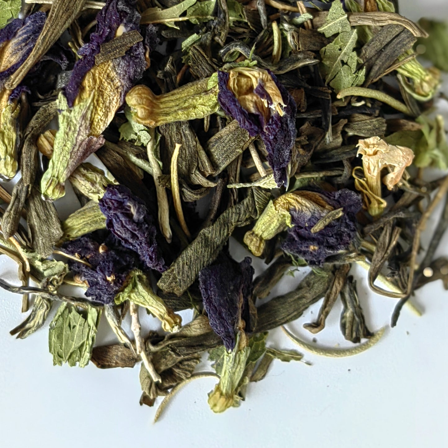 Spiced Life Brainy Jasmine Green Tea with Blue Butterfly Pea Ginkgo Rosemary Memory Tea