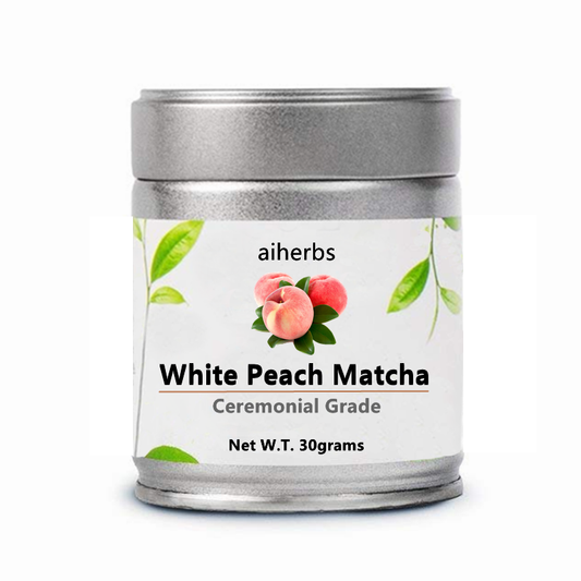 White Peach Flavored Matcha Ceremonial Grade 30grams Can Packed